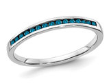 1/7 Carat (ctw) Blue Diamond Wedding Band Ring in 14K White Gold